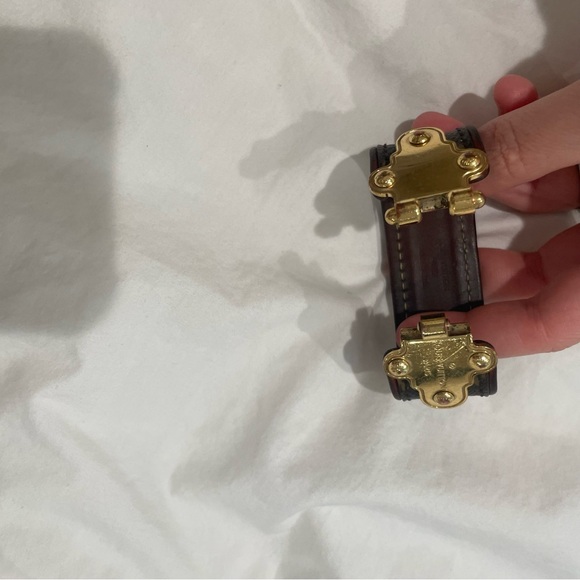 Louis Vuitton Save It Brown Monogram Canvas Cuff Bracelet 100% Authentic - Picture 9 of 11